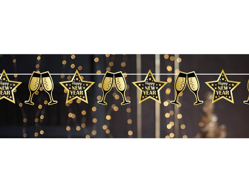 Girlanda sylwestrowa Kieliszki Happy New Year - 300 cm - 1 szt.