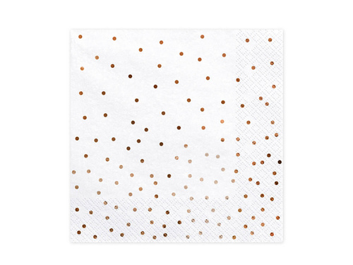 Zestaw kubeczki + talerzyki + serwetki papierowe Kropki białe - 44 szt.