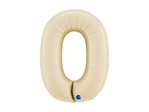 Balon foliowy cyfra 0 satynowy kremowy - 26" - 1 szt.