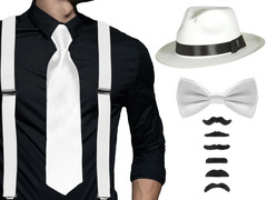 Zestaw gangstera biały - 1 komplet.