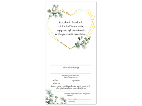 Zaproszenie na ślub z kopertą - 6 szt.