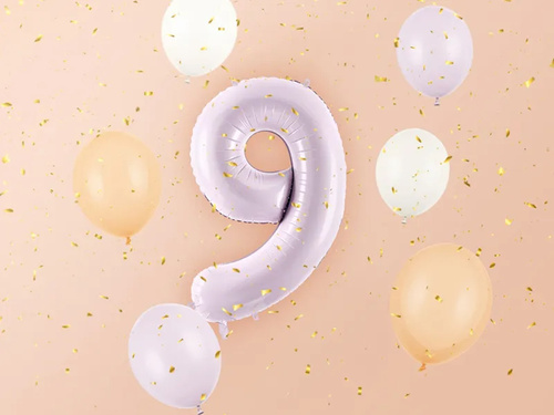 Balon foliowy fioletowy cyfra 9 - 72 cm - 1 szt.