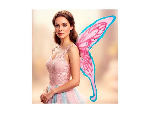 Skrzydła Różowe Maxi z kryształkami 100×84 cm
