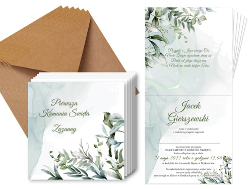 Zaproszenia personalizowane na I Komunię Świętą - 6 szt.