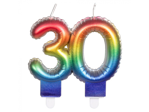 Świeczka na trzydziestkę kolorowa 30 - trzydzieści