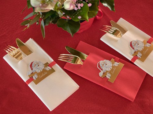 Kieszonki na sztućce Airlaid czerwone - 40 cm - 12 szt.