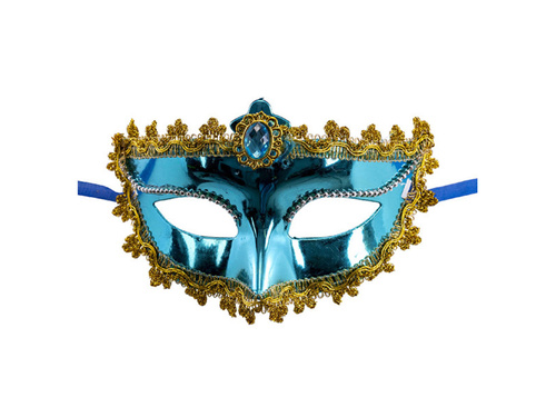 Maska karnawałowa turkusowa z kryształkiem