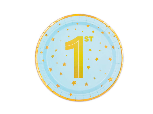 Talerzyki papierowe na roczek niebieskie - 18 cm - 6 szt.