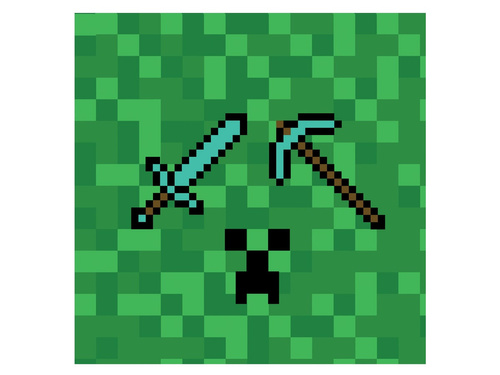 Zestaw kubeczki, serwetki i talerzyki papierowe Piksele - 44 szt.