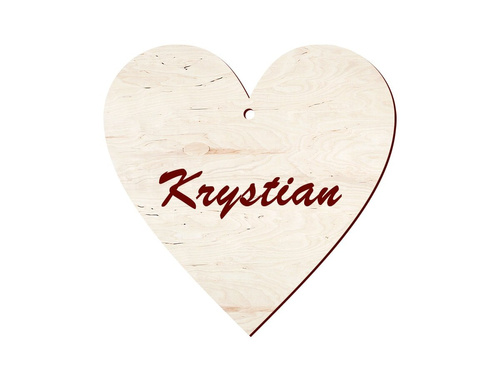 Zawieszka drewniana serce z imieniem na walentynki - 5 cm - 1 szt.