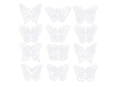 Naklejki motylki holograficzne białe - 12 szt.