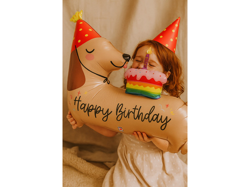 Balon foliowy Urodzinowy Jamnik - 94x67 cm - 1 szt.