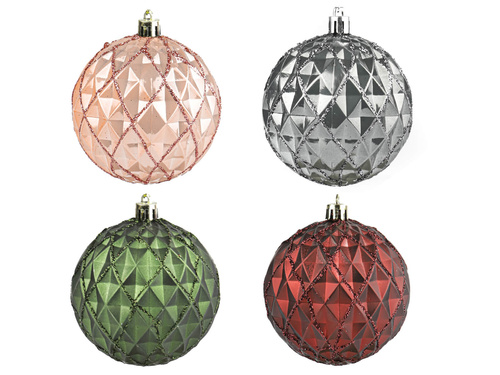 Bombki choinkowe mix kolorów metaliczne - 9 cm - 4 szt.