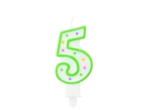 Świeczka cyferka piątka 5 z kropeczkami - 1 szt.