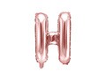 Balon foliowy litera "H" różowo-złota - 35 cm