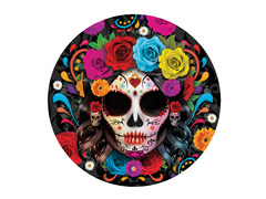 Talerzyki papierowe halloweenowe Meksykańska Czaszka - 23 cm - 6 szt.