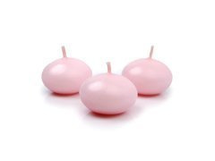 Świeca dysk pływający mat, 40mm, różowa, 1 szt