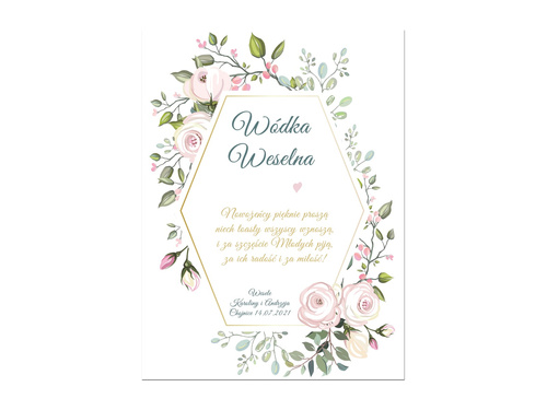 Etykiety personalizowane na butelkę z Wódką Weselną - 9 szt.