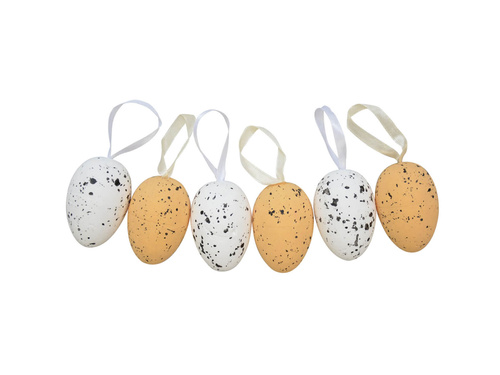Jajka styropianowe nakrapiane z zawieszkami - 6 cm - 6 szt.