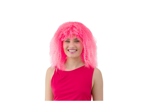 Peruka różowa - kręcone włosy - 1 szt.