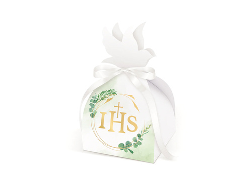 Pudełeczka dla gości na Komunię Świętą z eukaliptusem - 6 szt.