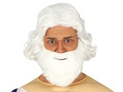 Biała peruka i broda dla mężczyzny
