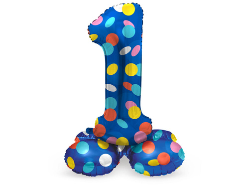 Balon foliowy stojący cyfra 1 Kropki - 72 cm - 1 szt.