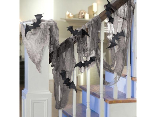 Gaza czarna z nietoperzami na halloween - 61 x 457 cm - 1 kpl.