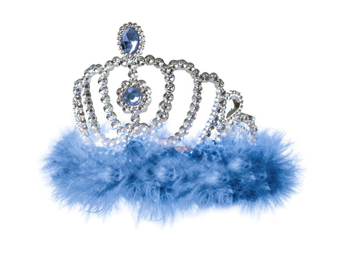 Tiara diadem z błękitnym futerkiem - 1 szt..