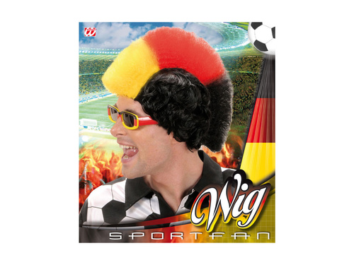 Czarno-czerwono-żółta peruka kibica - Niemcy/Belgia