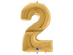 Balon foliowy cyfra 2 złota - 163 cm - 1 szt.
