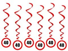 Dekoracja wisząca Zakaz na 40 urodziny - 6 szt.