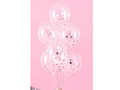 Balony przezroczyste ze srebrnym konfetti Kółka - 30 cm - 6 szt.