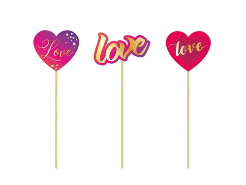 Toppery papierowe na tort Love - 3 szt.