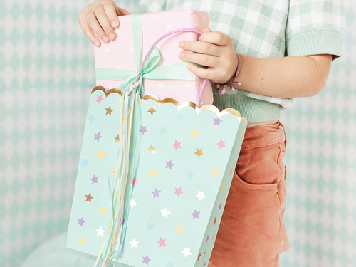 Prezentowa torebka Gwiazdki miętowa - 23 x 22 x 8 cm - 1 szt.