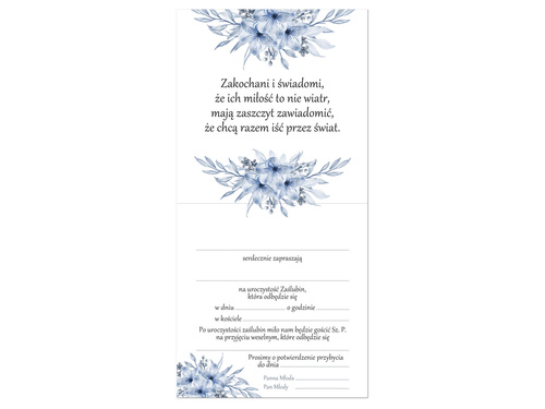 Zaproszenie na ślub z kopertą - 6 szt.