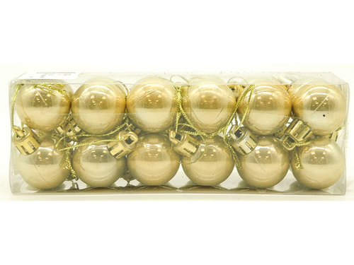 Bombki choinkowe złote metaliczne - 3 cm - 24 szt.