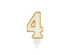 Świeczka cyferka ze złotą obwódką - 4 - 1 szt.