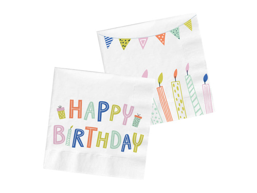 Serwetki urodzinowe Happy Birthday - 33 cm - 20 szt.