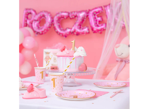 Kubeczki papierowe na roczek różowe - 220 ml - 6 szt.