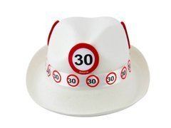 Biały kapelusz na 30 urodziny - 1 szt.
