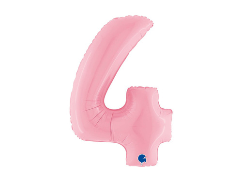 Balon foliowy cyfra 4 pastelowy różowy - 40" - 1 szt.