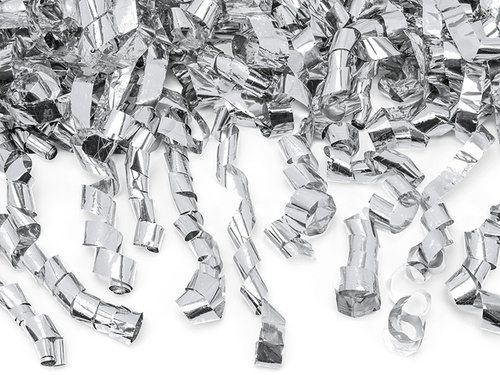 Tuba strzelająca - serpentyny srebrne - 80 cm - 1 szt.