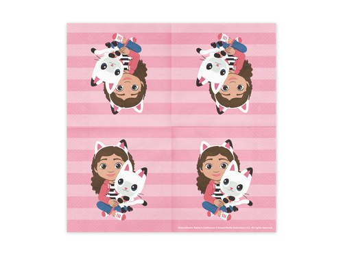 Serwetki urodzinowe Koci domek Gabi - 33 cm - 20 szt.