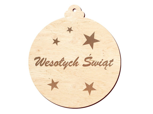 Zawieszka drewniana bombka z grawerem - 11 cm - 1 szt.