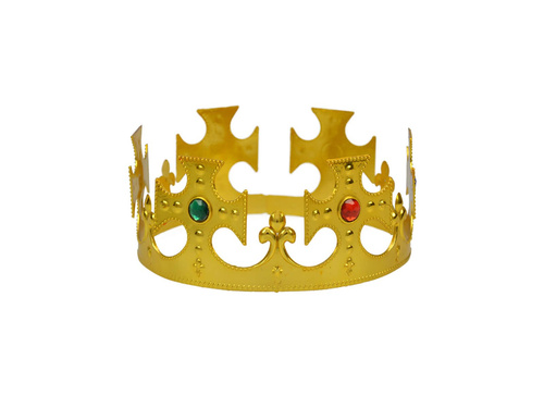 Korona Króla z klejnotami regulowana - złota - 1 szt.