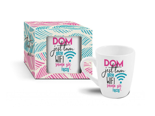 Kubek ceramiczny z napisem Dom jest tam gdzie WIFI samo się łączy
