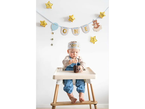 Baner na krzesło i korona Miś na roczek - 2 szt.