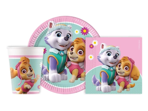 Zestaw kubeczki + talerzyki + serwetki papierowe Psi Patrol Skye i Everest - 36 szt.