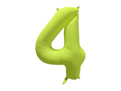 Balon foliowy cyfra 4 neonowy żółty - 86 cm - 1 szt.